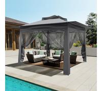 YU YUSING Tonnelle de Jardin Extérieure 3,65 x 3,65 m avec Moustiquaires 360°, Pop up Barnum Pliant, Toit Ventilé, Pergola Imperméable Anti UV 50+ Respirable, Tente Réception, Camping, Festival, Gris