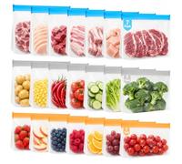 Yuaerbuo 21 PCS Sac Congelation Zip, Sac Congélation Réutilisable, 3 Tailles Sac Alimentaire avec Zip, Étanche Pour Fruits, Légumes, Viande -Sachet Conservation, Sachet Zip Refermable Stand Up