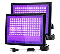 Yuaiosn 2 Pièces Lumiere Noire LED 100W, Projecteur Lumière Noire UV, Etanche IP66, 395-400NM Lumiere Noire LED Avec interrupteur pour fêtes, Effets Fluorescents, Décorations d'Halloween et Scène