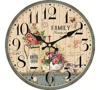 yuandd Horloge en Bois Vintage Non tic-tac Rose Fleur de Lavande Montres murales Salon décoratif Silencieux Maison horloges murales Art (30cm)
