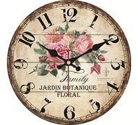yuandd Horloge Murale Vintage Rose Design Relogio De Parede Grand Silencieux pour Salon Fleur décor à la Maison Cuisine Montre Mur (30 cm)