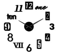yuandd Styles de nombres Mixtes Arabie Anglaise Chiffres Romains Horloge Murale Moderne Acrylique Effet Miroir Numéros Autocollants DIY Giant Wall Art Noir 37 Pouces (90cm)