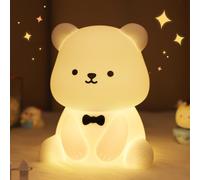 YuanDian Veilleuse en forme d'ours mignon pour enfants, décorez la chambre enfant avec veilleuse en silicone avec 8 lumières de couleur, cadeau de Noël et d'anniversaire