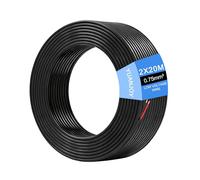 Yuanjoy 2 Fils 0,75mm² 20 Mètres Câble Pour Véhicule - d'attache Multiconducteur, Plat, Noir, Pour Caravanes, Camions, Remorques