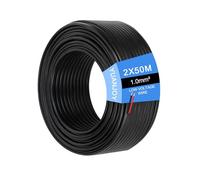 Yuanjoy 2 Fils 1,0mm² 50 Mètres Câble Pour Véhicule - d'attache Multiconducteur, Plat, Noir, Pour Caravanes, Camions, Remorques