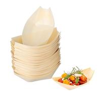 Yuannee Coupelles en Bambou Bateau,50 PCS 5in Barquettes Apéritives Plats de Bateau en Bois Collation Bol de Service Vaisselle Jetable pour Saucisses Frites Sushis