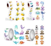 Yuannee Ronds Autocollants Animaux en Rouleau,2000 PCS Gommettes Imperméables Autocollants Abeille Autocollant Animaux En Rouleau pour École pour Enfants Bagages