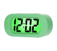 Yuanpgky Grand réveil de voyage numérique LCD avec fonction snooze et veilleuse, réglage facile pour enfants, adolescents et adultes, coque de protection en silicone antichoc (vert)