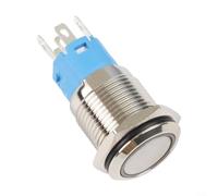 Yuanpgky Interrupteur à bouton-poussoir en métal 16 mm 3-6 V avec LED pour anneau lumineux IP66, étanche, interrupteur momentané à réinitialisation automatique pour applications industrielles (bleu)