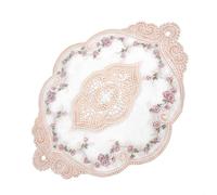 Yuanpgky Nappe ronde en dentelle brodée rose pour décoration de fête de mariage, nappe de table en fibre de polyester avec maille de soie de lait, broderie creuse, soluble dans l'eau