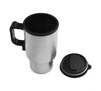 Yuanpgky Tasse à café électrique portable pour voiture, 450 ml en acier inoxydable, tasse chauffante isolée sous vide, bouilloire chauffe-eau de voyage avec couvercle en silicone