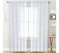 YUANWAN Rideau Voilage 122 x 202 cm Léger et Respirant Rideau Voilage Transparent Voilages Transparents pour Fenetre Chambre Adulte Salon Moderne, Blanc