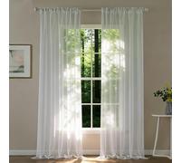 YUANWAN Rideaux Transparents 100 x 200 cm Léger et Respirant Voilage Semi-Transparent Rideaux Rideaux Voilages pour Fenetre Chambre Adulte Salon Moderne, Blanc