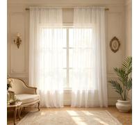YUANWAN Rideaux Transparents 160 x 112 cm Léger et Respirant Rideaux de Fenêtre Semi-Transparents Voilage pour Porte Cuisine Chambre Enfant, Blanc