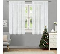 YUANWAN Rideaux Transparents 60 x 230 cm Léger et Respirant Voilage Fenêtre Transparent Voile pour Chambre pour Porte Cuisine Chambre Enfant, Blanc
