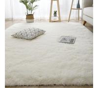 YUANWAN Tapis de Salon Tapis Décoratif 70 x 100 cm Moelleux Antidérapant Intérieur Épais à Poils Longs Extra Doux pour Chambre pour Salon Couloir, Blanc