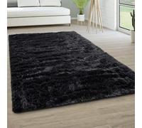 YUANWAN Tapis Doux et Épais 140 x 160 cm Antidérapant Intérieur Tapis de Décoration Modern pour Chambre, Salon, Couloir, Noir