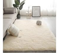 YUANWAN Tapis Doux et Moelleux 150 x 170 cm Dessous Antidérapant Intérieur Épais Tapis de Chambre Super Doux Salon Moderne pour Salon Couloir, Blanc cassé