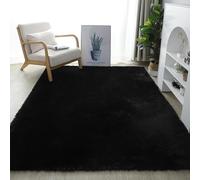 YUANWAN Tapis Doux et Moelleux 200 x 300 cm Dessous Antidérapant Intérieur Épais Tapis de Chambre Super Doux Salon Moderne pour Salon Couloir, Noir