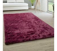 YUANWAN Tapis Salon Tapis de Sol 140 x 90 cm Longs Moelleux Antidérapant Intérieur Épais Tapis Antidérapant Intérieur Moelleux Épais Tapis Shaggy pour Chambre, Salon, Couloir, Vin Rouge