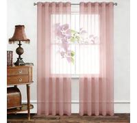 YUANZHI Rideau Voilage 160 x 220 cm avec Oeillets, Semi-Transparent, Lumineux Filtrer Transparent Voilage Fenetre Léger, Décoration de Maison pour Fenêtre de Salon Chambre Cuisine, Rose