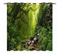 YUANZU Rideaux Opaques Thermiques Motifs 3D Jungle Tropicale - Occultants & Isolation Thermique pour Chambre/Salon avec Œillets - 2 Panneaux L140 x H160cm
