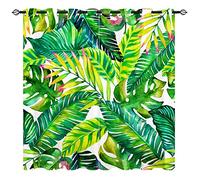 YUANZU Rideaux Palmier Tropical - Imprimé Occultants Thermiques (Jungle Exotique & Feuilles Colorées) pour Salon/Chambre avec Œillets - 2 Panneaux L117 x H137cm