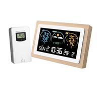 Yuattory Station météo intelligente, baromètre, horloge, température intérieure et extérieure, compteur d'humidité, prévisions météorologiques, hygrothermographe multiple