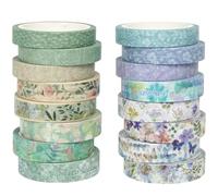YUBX 16 Rouleaux Source Washi Tape Set Masking Tape Embellissement imprimé de fleurs Ruban décoratif pour Arts et travaux manuels de Bricolage, Scrapbooking, Bullet, Journal, Cadeaux, décoration