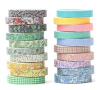 YUBX 20 rouleaux Millésime Washi Tape Set Maigre Rétro Ruban Adhésif Décoratif Masking Tapes pour Arts, Bullet Journal, Scrapbooking, Bricolage, Emballage (Nature)