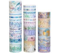 YUBX 24 rouleaux Vie marine Washi Tape Set, Ruban Adhésif Peinture à l’huile Décoratif Monde sous-marin Masking Tapes pour Arts, Bullet Journal, Scrapbooking, Bricolage, Emballage