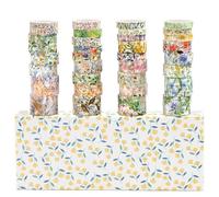 YUBX 32 rouleaux Washi Tape Set, Fleur Masking Tape Scrapbooking Ruban Adhésif Décoratif pour Arts, Bullet Journal, Bricolage, Emballage