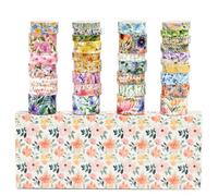 YUBX 32 rouleaux Washi Tape Set, Fleur Masking Tape Scrapbooking Ruban Adhésif Décoratif pour Arts, Bullet Journal, Bricolage, Emballage