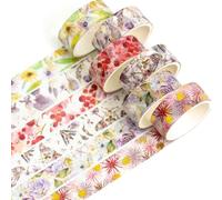 YUBX Lot de 6 rouleaux de ruban adhésif Washi Tape - Papier doré - Ruban adhésif décoratif coloré pour bricolage, embellissement des journaux, planificateurs, scrapbooking et emballage (