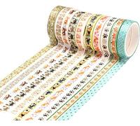 YUBX Maigre Or Washi Tape Set Masking Tape Ruban adhesif decoratif pour Scrapbooking Artisanat de Bricolage 8MM de large (Dog Theme)