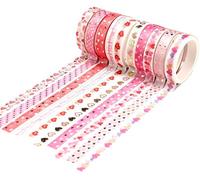 YUBX Maigre Or Washi Tape Set Masking Tape Ruban adhesif decoratif pour Scrapbooking Artisanat de Bricolage 8MM de large (Love Theme)