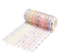 YUBX Maigre Or Washi Tape Set Masking Tape Ruban adhesif decoratif pour Scrapbooking Artisanat de Bricolage 8MM de large (Flower Theme)