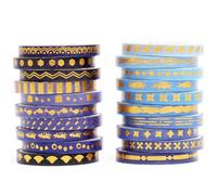 YUBX Maigre Washi Tape Set Masking Tape 20 rouleaux Ruban adhesif decoratif pour Scrapbooking Artisanat de Bricolage 5MM de large (bleu marine)