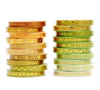 YUBX Maigre Washi Tape Set Masking Tape 20 rouleaux Ruban adhesif decoratif pour Scrapbooking Artisanat de Bricolage 5MM de large (vert en été)