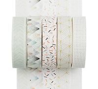 YUBX Maigre Washi Tape Set Masking Tape 5 rouleaux Ruban adhesif decoratif pour Scrapbooking Artisanat de Bricolage 10MM de large (Pine Mist)