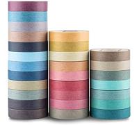 YUBX Washi Tape Lot de 28 rouleaux de ruban adhésif décoratif pour travaux manuels, agendas, cartes, croquis (Nature 28)