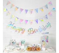 Yuccer 2 Pièces Banderole Joyeux Anniversaire Guirlande en Papier