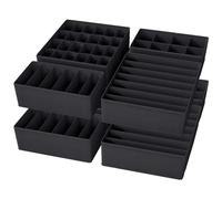 Yucch Lot de 8 Organisateurs Tiroir Pliables, Rangement Sous Vetement et Chaussette, Boite Rangement Dressing en Tissu Non Tissé pour Soutiens-Gorge, Sous-Vêtements, Cravates (Noir)