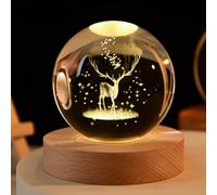 YuchiFa Sphère Happyhaves, Sphère lumineuse Happyhaves, Sphères stellaires apaisantes Happyhaves La galaxie, Saturne et la Lune, Veilleuse boule de cristal du système solaire 3D (6cm/2.4in,#2)