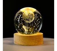 YuchiFa Sphère Happyhaves, Sphère lumineuse Happyhaves, Sphères stellaires apaisantes Happyhaves La galaxie, Saturne et la Lune, Veilleuse boule de cristal du système solaire 3D (6cm/2.4in,#13)