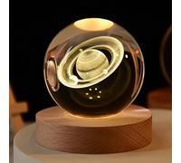 YuchiFa Sphère Happyhaves, Sphère lumineuse Happyhaves, Sphères stellaires apaisantes Happyhaves La galaxie, Saturne et la Lune, Veilleuse boule de cristal du système solaire 3D (6cm/2.4in,#11)