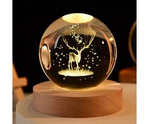 YuchiFa Sphère Happyhaves, Sphère lumineuse Happyhaves, Sphères stellaires apaisantes Happyhaves La galaxie, Saturne et la Lune, Veilleuse boule de cristal du système solaire 3D (6cm/2.4in,#2)