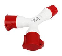 YUEHISY Connecteur Industriel en Y IP44 étanche 5Broches 3P+N+E 380 415V | Conception 1 entrée 2 sorties, coque isolée PA66, conducteur en laiton, conception de protection contre la poussière, tests