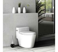 YUEHISY Ensemble de Brosses à Récurer pour Toilettes de Salle de Bains avec Base en Acier Inoxydable, Support de Brosse de Nettoyage de Toilettes de Salle de Bains Blanc pour Cuvette de, Piston à