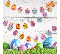 Yuejia 2 pièces, guirlande d'œufs de Pâques 9,8 pieds/3 m, bannière de décoration de Pâques, décoration de fête de Pâques, guirlande de printemps, guirlande de fanions pour chasse aux œufs pastel, pou